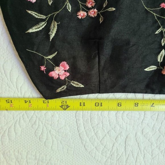 Vintage Black Linen Embroidered Mini Skirt - Picture 4 of 4